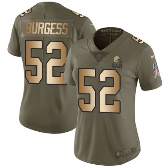 Women's Nike Cleveland Browns #52 James Burgess Limited Olive/Gold 2017 Salute to Service NFL Jersey - Ujersey