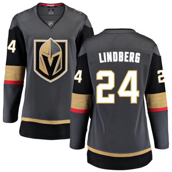 Women's Vegas Golden Knights #24 Oscar Lindberg Authentic Black Home Fanatics Branded Breakaway NHL Jersey - Ujersey