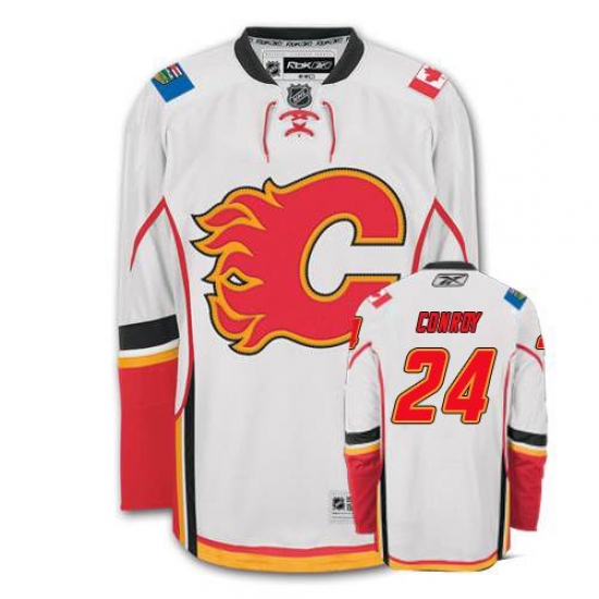 Men's Reebok Calgary Flames #24 Craig Conroy Authentic White Away NHL Jersey - Ujersey