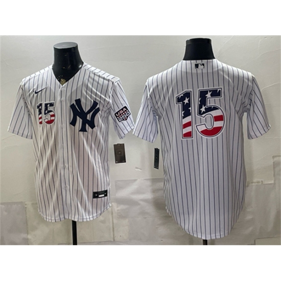 Men's New York Yankees #15 Thurman Munson White 2026 USA 250 Fourth of July Home Stadium Stitched Baseball Jersey - Ujersey