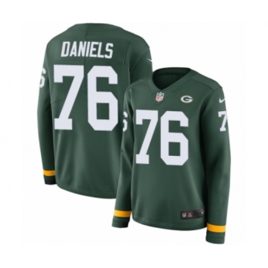 Women's Nike Green Bay Packers #76 Mike Daniels Limited Green Therma Long Sleeve NFL Jersey - Ujersey
