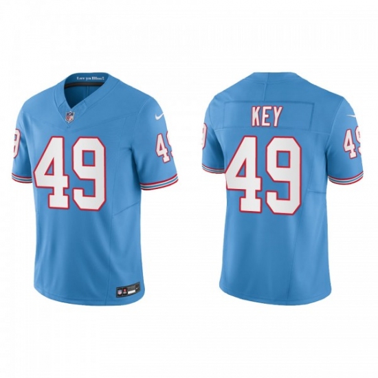 Men's Nike Tennessee Titans #49 Arden Key Light Blue 2023 F.U.S.E. Vapor Limited Throwback Stitched Football Jersey - Ujersey