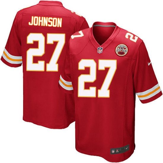 Men's Nike Kansas City Chiefs #27 Larry Johnson Game Red Team Color NFL Jersey - Ujersey