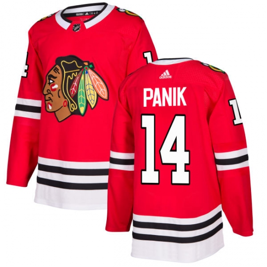 Men's Adidas Chicago Blackhawks #14 Richard Panik Authentic Red Home NHL Jersey - Ujersey
