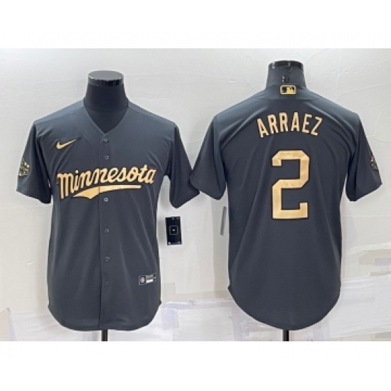 Men's Minnesota Twins #2 Luis Arraez Charcoal 2022 All-Star Cool Base Stitched Baseball Jersey - Ujersey