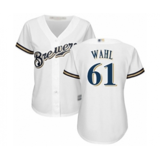 Women's Milwaukee Brewers #61 Bobby Wahl Authentic White Home Cool Base Baseball Player Jersey - Ujersey