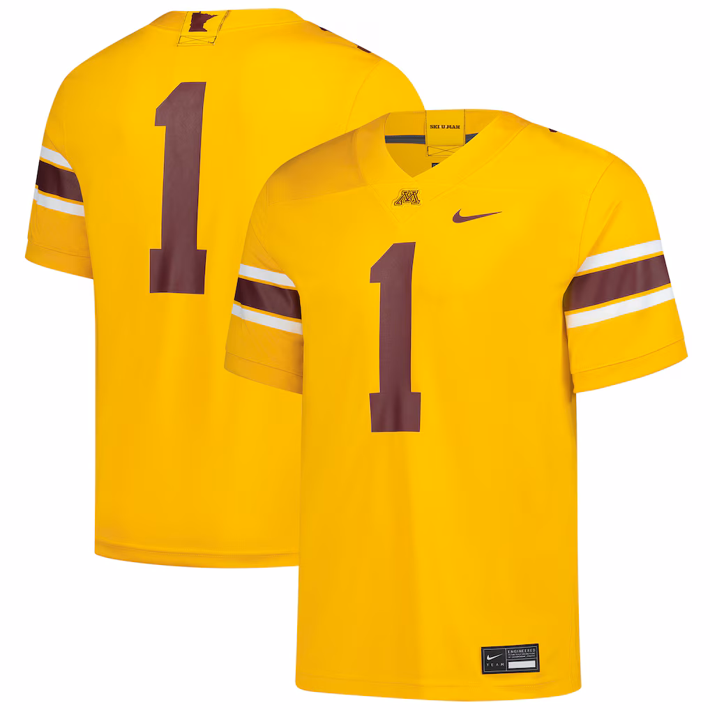 Men's Nike #1 Gold Minnesota Golden Gophers Game Football Jersey