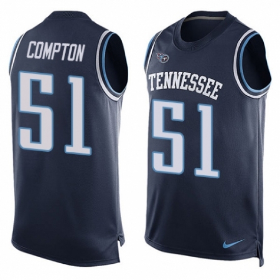 Men's Nike Tennessee Titans #51 Will Compton Limited Navy Blue Player Name & Number Tank Top NFL Jersey - Ujersey