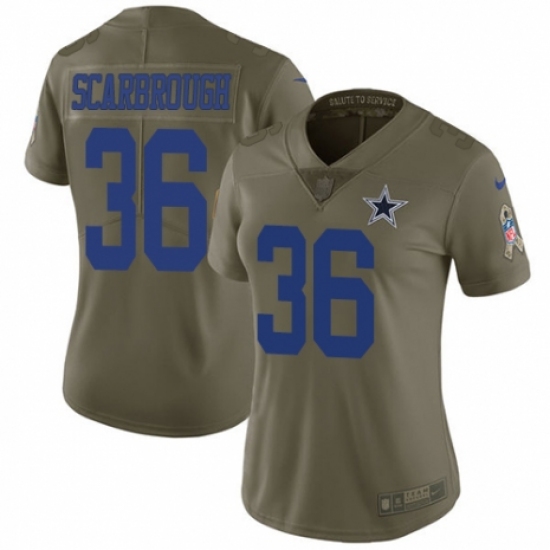 Women's Nike Dallas Cowboys #36 Bo Scarbrough Limited Olive 2017 Salute to Service NFL Jersey - Ujersey