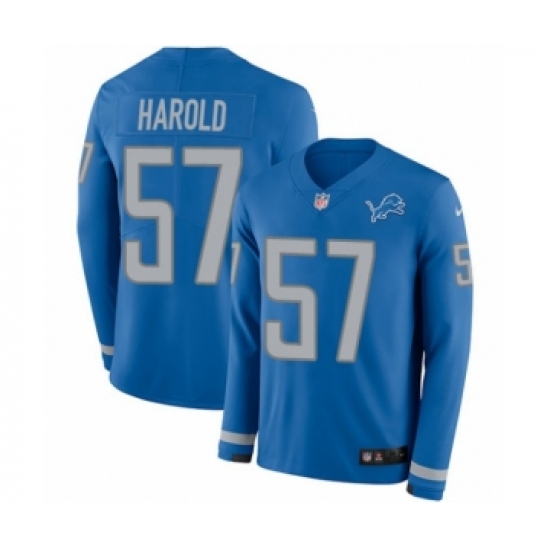 Men's Nike Detroit Lions #57 Eli Harold Limited Blue Therma Long Sleeve NFL Jersey - Ujersey