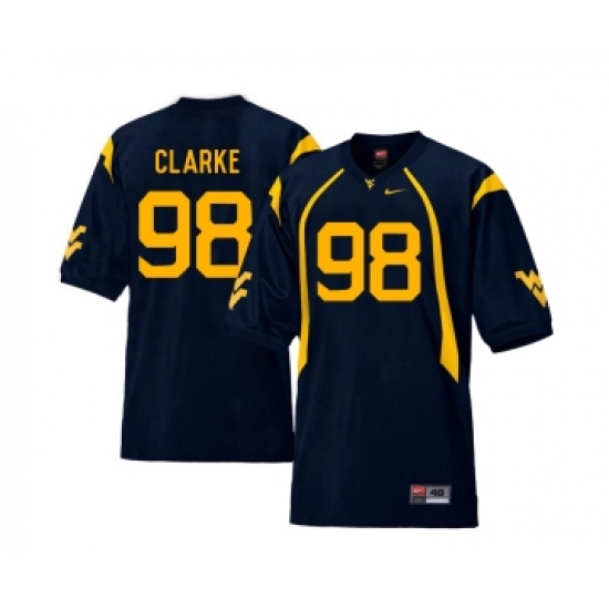 West Virginia Mountaineers 98 Will Clarke Navy College Football Jersey - Ujersey