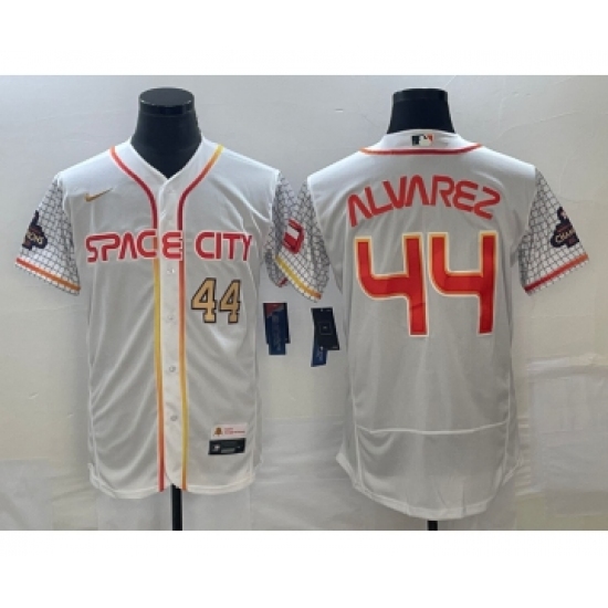 Men's Houston Astros #44 Yordan Alvarez Number White 2023 City Connect Flex Base Stitched Jersey - Ujersey