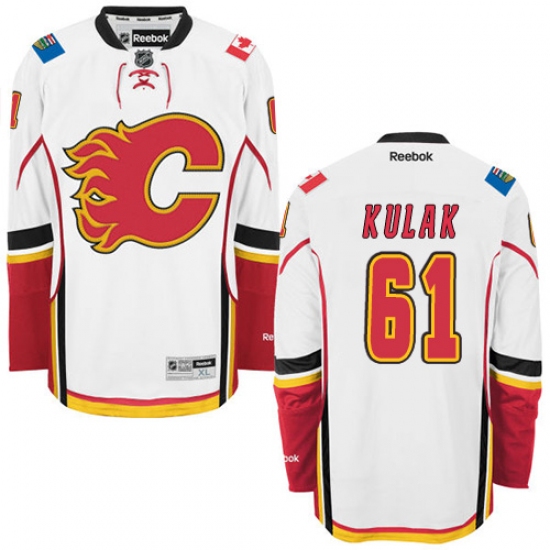 Men's Reebok Calgary Flames #61 Brett Kulak Authentic White Away NHL Jersey - Ujersey