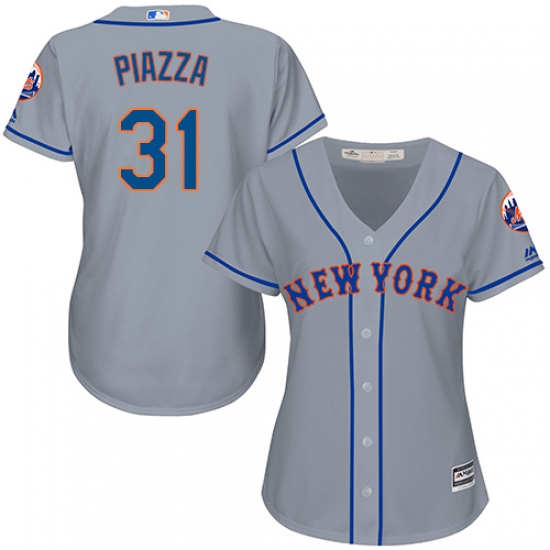 Women's Majestic New York Mets #31 Mike Piazza Authentic Grey Road Cool Base MLB Jersey - Ujersey