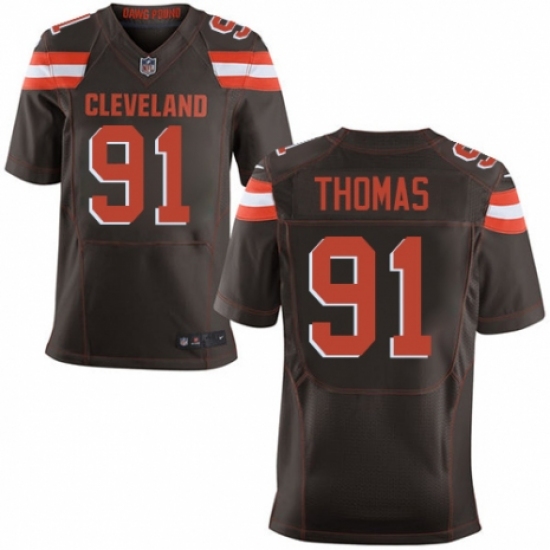 Men's Nike Cleveland Browns #91 Chad Thomas Elite Brown Team Color NFL Jersey - Ujersey