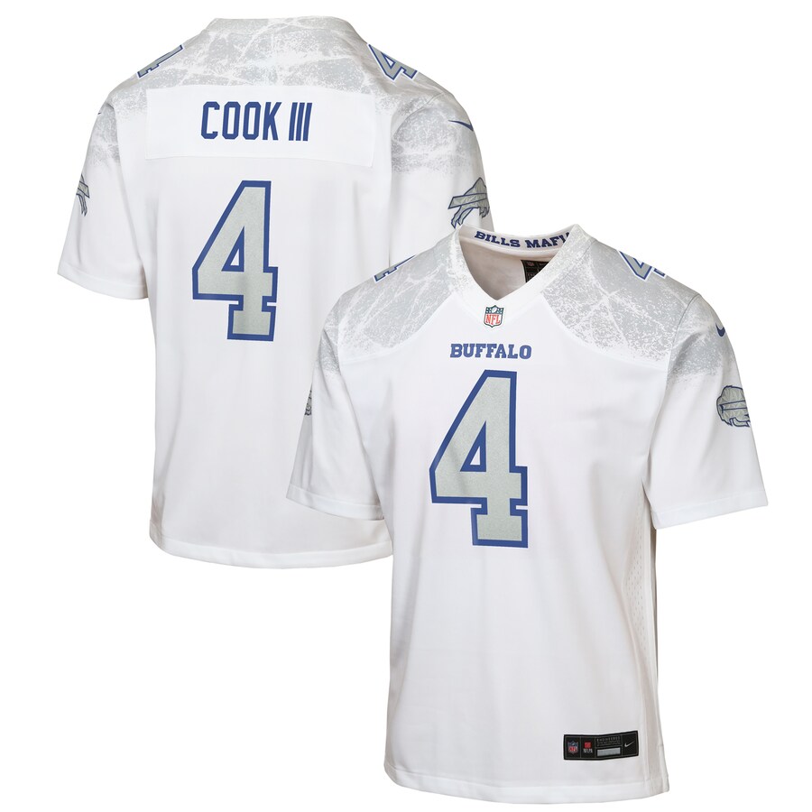 Youth Buffalo Bills James Cook III Nike White 2025 Rivalries Collection Game Jersey - Ujersey