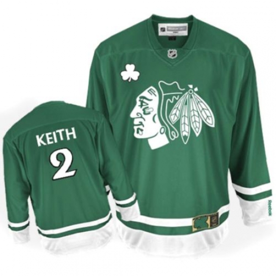 Men's Reebok Chicago Blackhawks #2 Duncan Keith Authentic Green St Patty's Day NHL Jersey - Ujersey