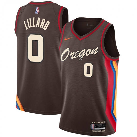 Youth Portland Trail Blazers #0 Damian Lillard Nike Brown 2020-21 Swingman Jersey - Ujersey