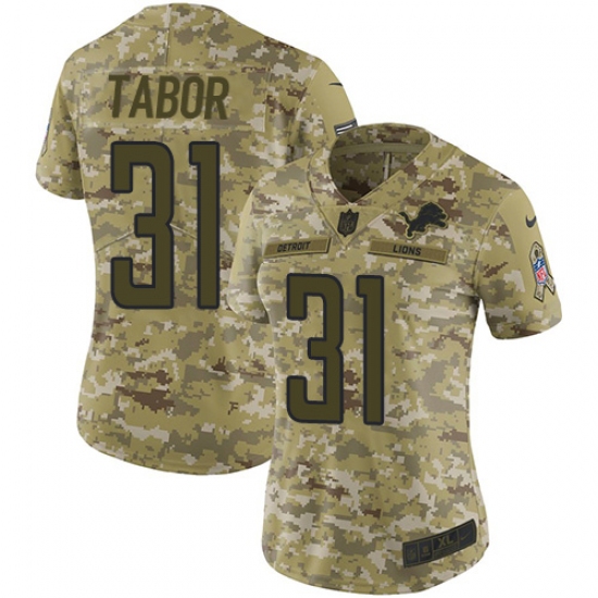 Women's Nike Detroit Lions #31 Teez Tabor Limited Camo 2018 Salute to Service NFL Jersey - Ujersey
