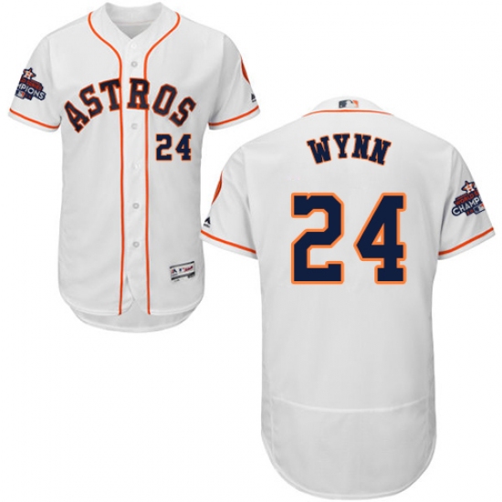 Men's Majestic Houston Astros #24 Jimmy Wynn Authentic White Home 2017 World Series Champions Flex Base MLB Jersey