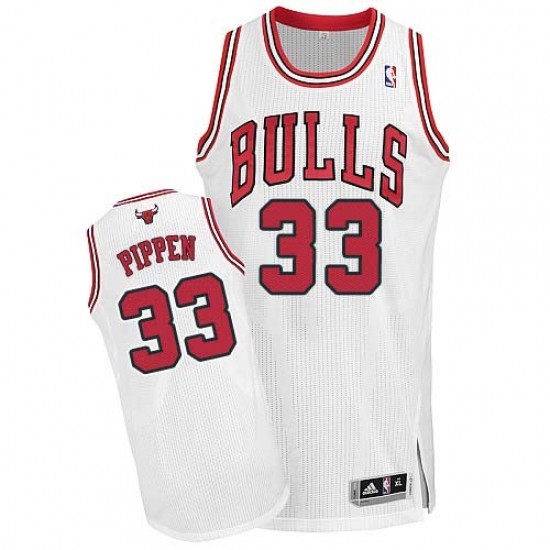 Men's Adidas Chicago Bulls #33 Scottie Pippen Authentic White Home NBA Jersey - Ujersey