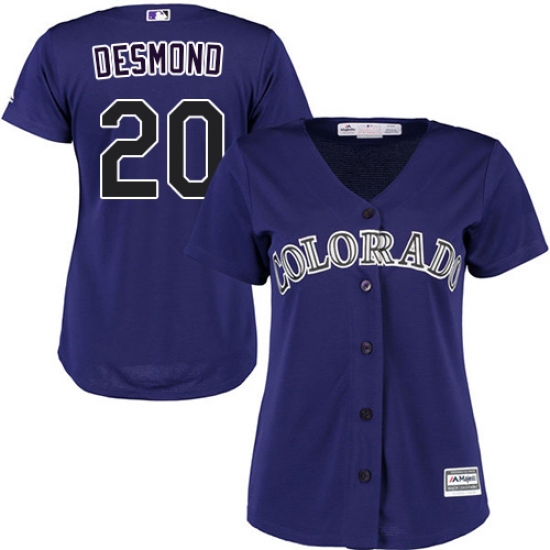 Women's Majestic Colorado Rockies #20 Ian Desmond Authentic Purple Alternate 1 Cool Base MLB Jersey - Ujersey