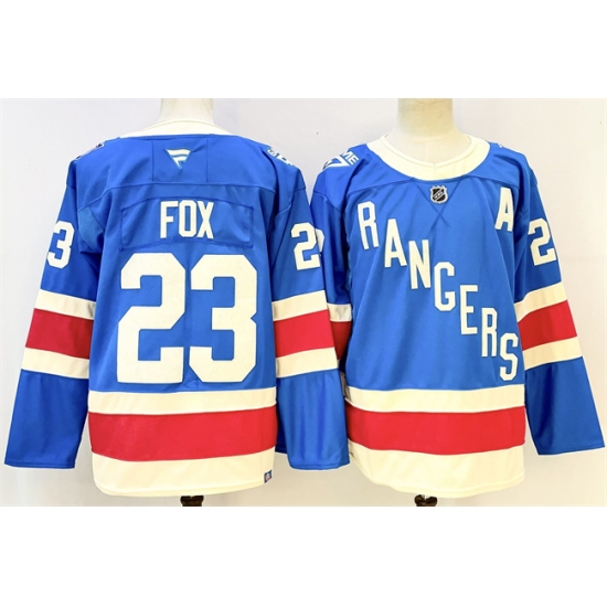 Men's New York Rangers #23 Adam Fox Blue With A Stitched Hockey Jerseyy - Ujersey