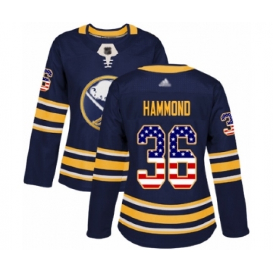 Women's Buffalo Sabres #36 Andrew Hammond Authentic Navy Blue USA Flag Fashion Hockey Jersey