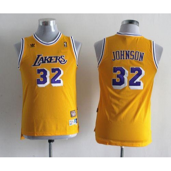 Youth Adidas Los Angeles Lakers #32 Magic Johnson Swingman Gold Throwback NBA Jersey - Ujersey