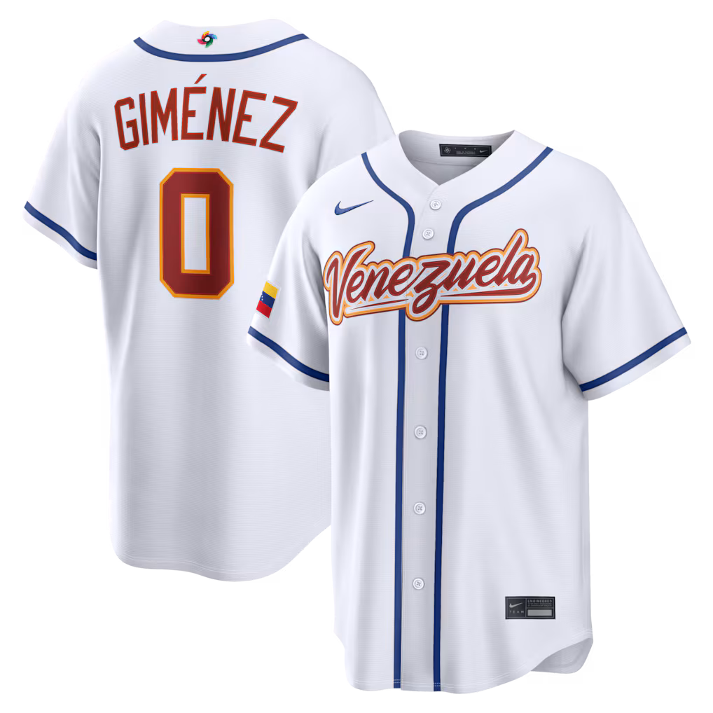 Men's Venezuela Baseball Andrés Giménez Nike White 2026 World Baseball Classic Home Stadium Jersey - U-jersey