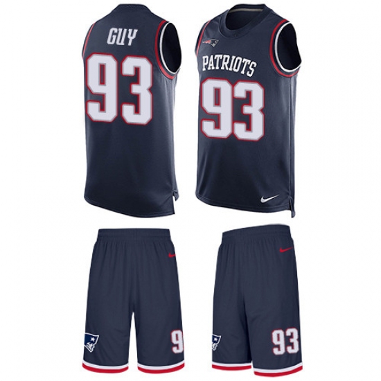 Men's Nike New England Patriots #93 Lawrence Guy Limited Navy Blue Tank Top Suit NFL Jersey - Ujersey