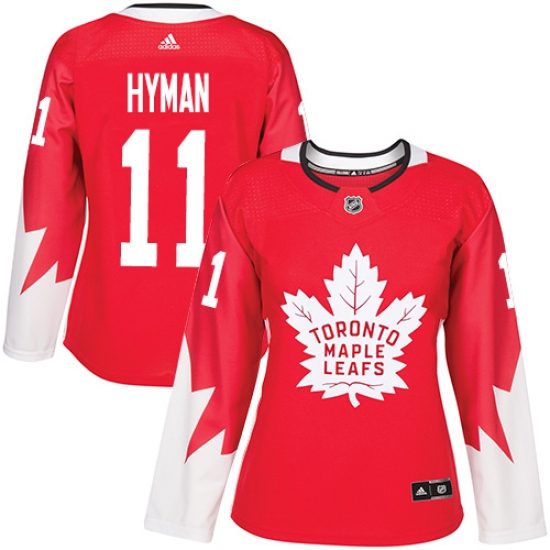 Women's Adidas Toronto Maple Leafs #11 Zach Hyman Authentic Red Alternate NHL Jersey