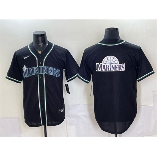 Men's Seattle Mariners Team Big Logo 2026 Fashion Replica Black Out Stitched Baseball Jersey