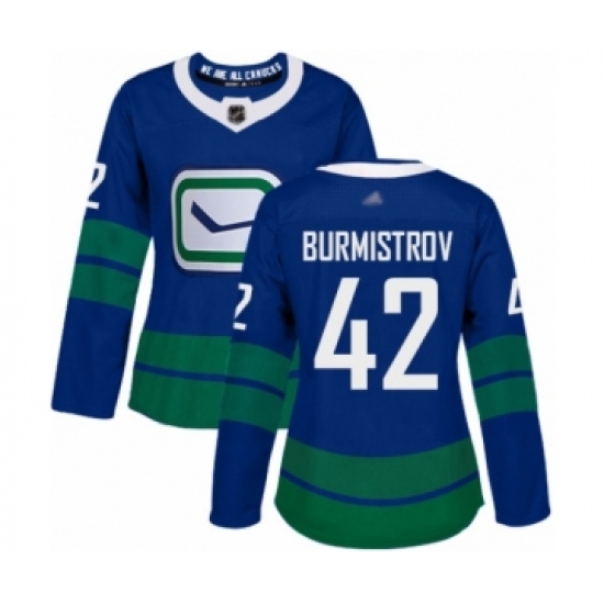 Women's Vancouver Canucks #42 Alex Burmistrov Authentic Royal Blue Alternate Hockey Jersey - Ujersey