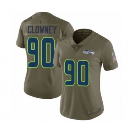 Women's Seattle Seahawks #90 Jadeveon Clowney Limited Olive 2017 Salute to Service Football Jersey - Ujersey