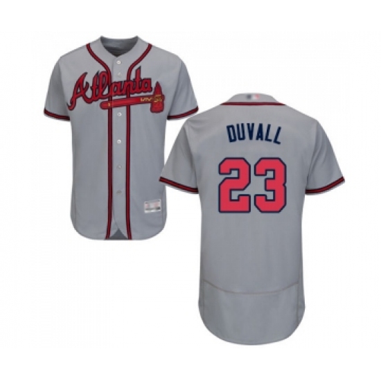 Men's Atlanta Braves #23 Adam Duvall Grey Road Flex Base Authentic Collection Baseball Jersey - Ujersey