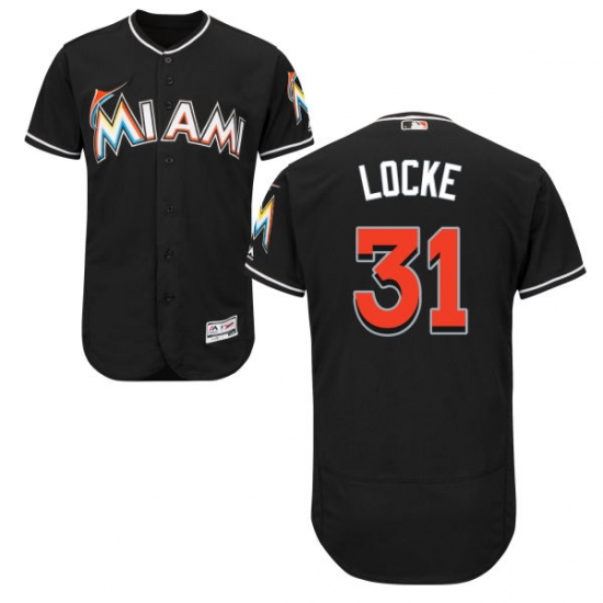 Men's Majestic Miami Marlins #31 Jeff Locke Black Flexbase Authentic Collection MLB Jersey - Ujersey
