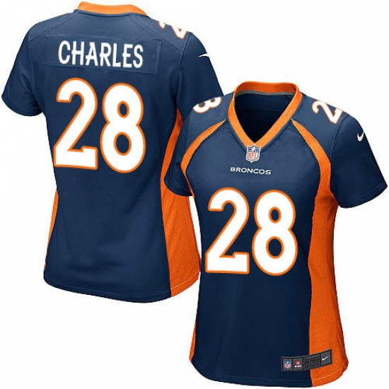 Women's Nike Denver Broncos #28 Jamaal Charles Game Navy Blue Alternate NFL Jersey - Ujersey