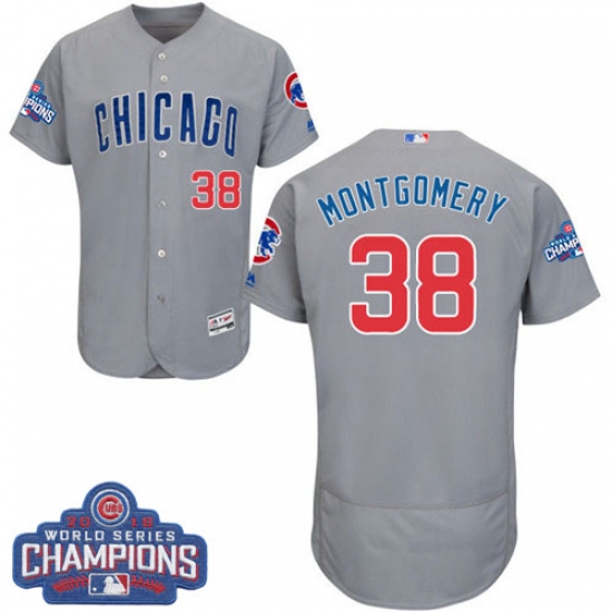 Men's Majestic Chicago Cubs #38 Mike Montgomery Grey Road 2016 World Series Champions Flexbase Authentic Collection MLB Jersey - Ujersey