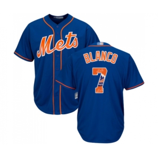 Men's New York Mets #7 Gregor Blanco Authentic Royal Blue Team Logo Fashion Cool Base Baseball Jersey - Ujersey
