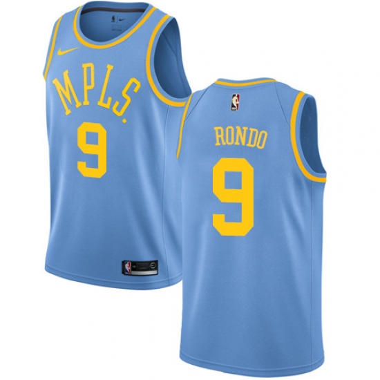 Women's Nike Los Angeles Lakers #9 Rajon Rondo Swingman Blue Hardwood Classics NBA Jersey - Ujersey