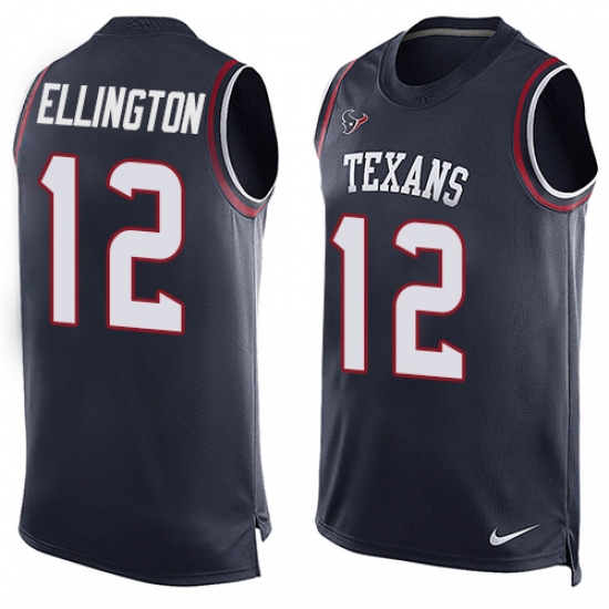 Men's Nike Houston Texans #12 Bruce Ellington Limited Navy Blue Player Name & Number Tank Top NFL Jersey - Ujersey