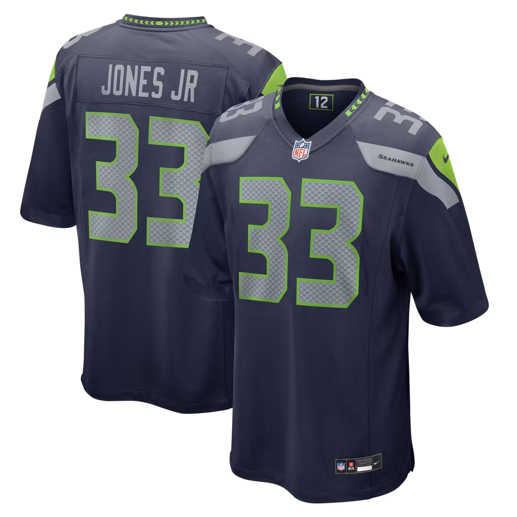 Men's Seattle Seahawks Velus Jones Jr. Nike College Navy Team Game Jersey - U-jersey