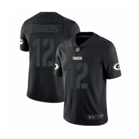Men's Nike Green Bay Packers #12 Aaron Rodgers Limited Black Rush Impact NFL Jersey - Ujersey