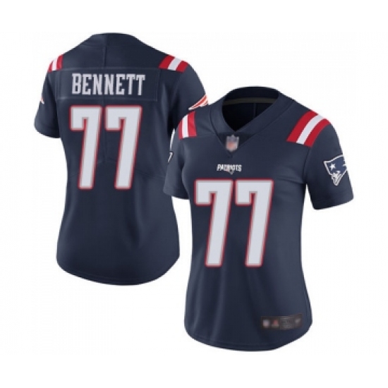 Women's New England Patriots #77 Michael Bennett Limited Navy Blue Rush Vapor Untouchable Football Jersey - Ujersey