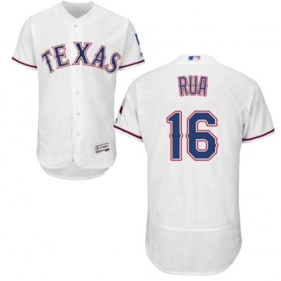 Men's Majestic Texas Rangers #16 Ryan Rua White Home Flex Base Authentic Collection MLB Jersey - Ujersey