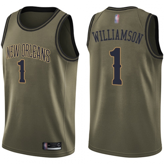 Nike New Orleans Pelicans #1 Zion Williamson Green NBA Swingman Salute to Service Jersey - Ujersey