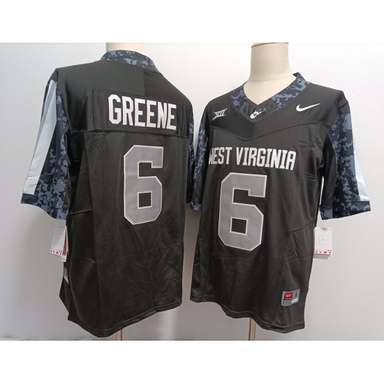 Men's West Virginia Mountaineers #6 Garrett Greene Black FUSE College Stitched Jersey - Ujersey