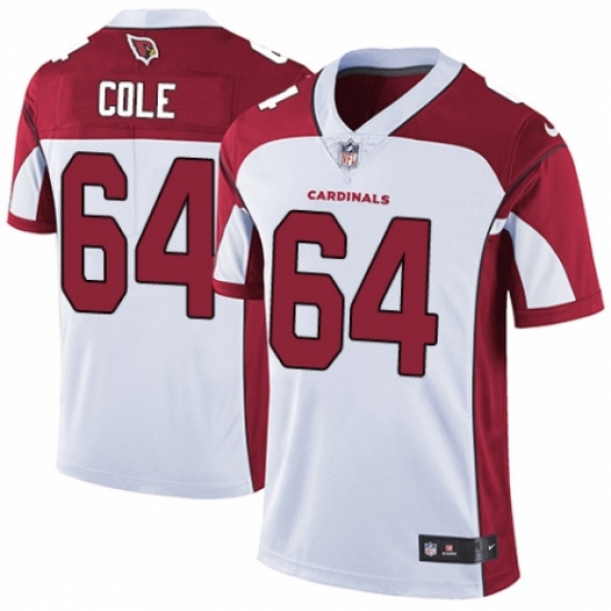 Men's Nike Arizona Cardinals #64 Mason Cole White Vapor Untouchable Limited Player NFL Jersey - Ujersey