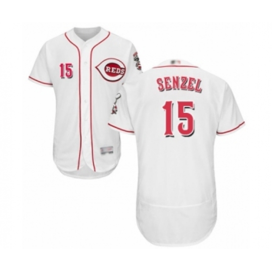 Men's Cincinnati Reds #15 Nick Senzel White Home Flex Base Authentic Collection Baseball Jersey - Ujersey